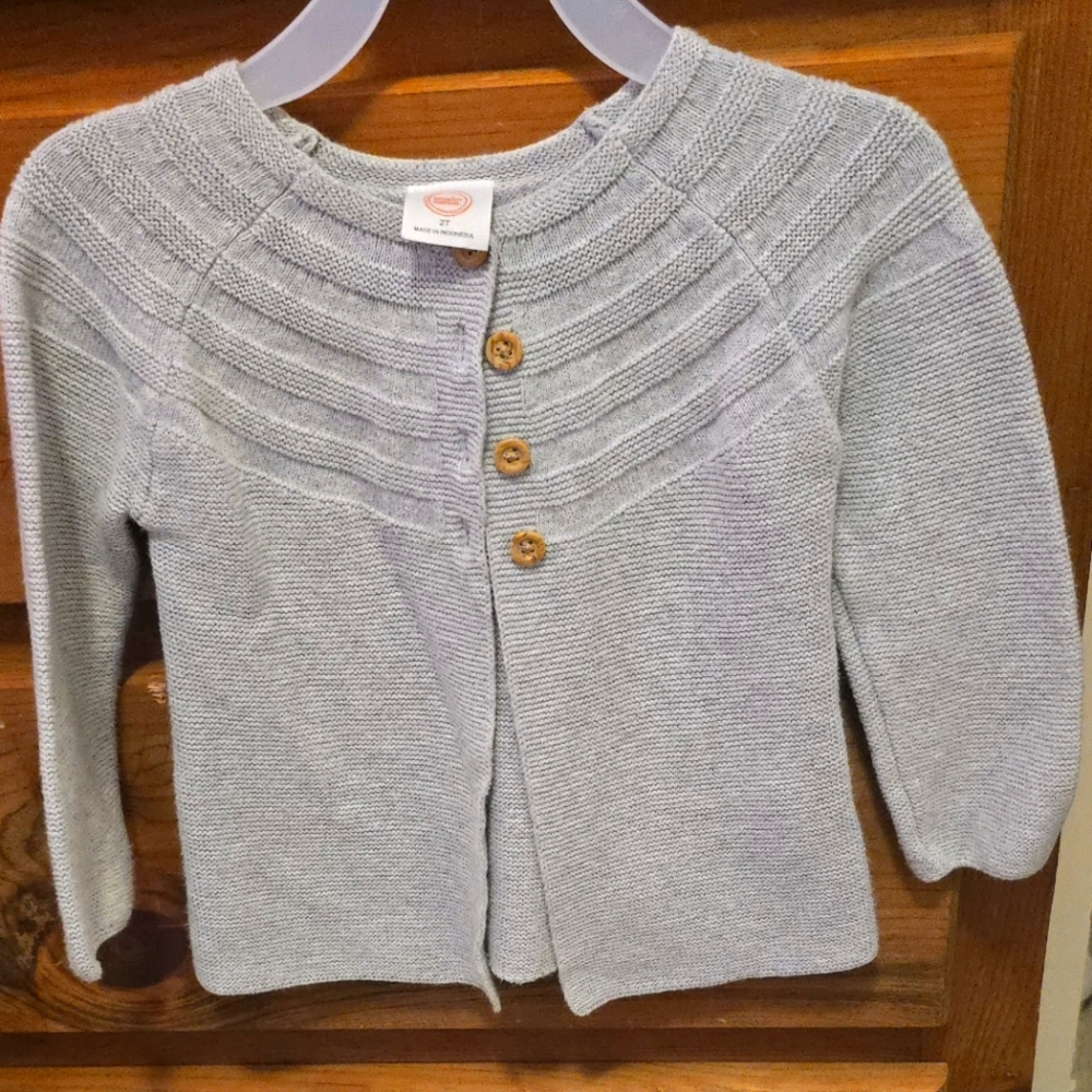 2T girls wonder nation grey button sweater